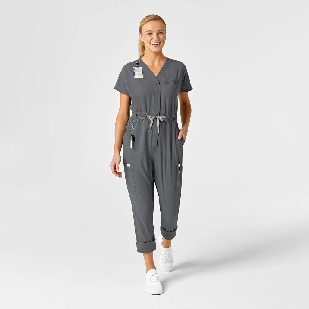 Wink Scrubs Women's Zip Front Jumpsuit Pewter | scrub-supply.com