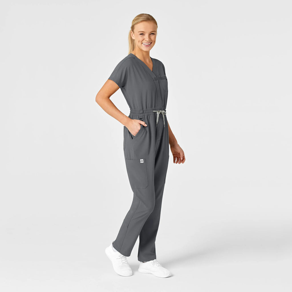 Wink Scrubs Women's Zip Front Jumpsuit Pewter | scrub-supply.com