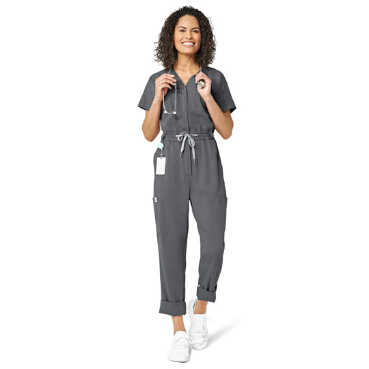 Wink Scrubs Women's Zip Front Jumpsuit Pewter | scrub-supply.com