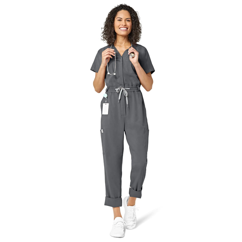 Wink Scrubs Women's Zip Front Jumpsuit Pewter | scrub-supply.com