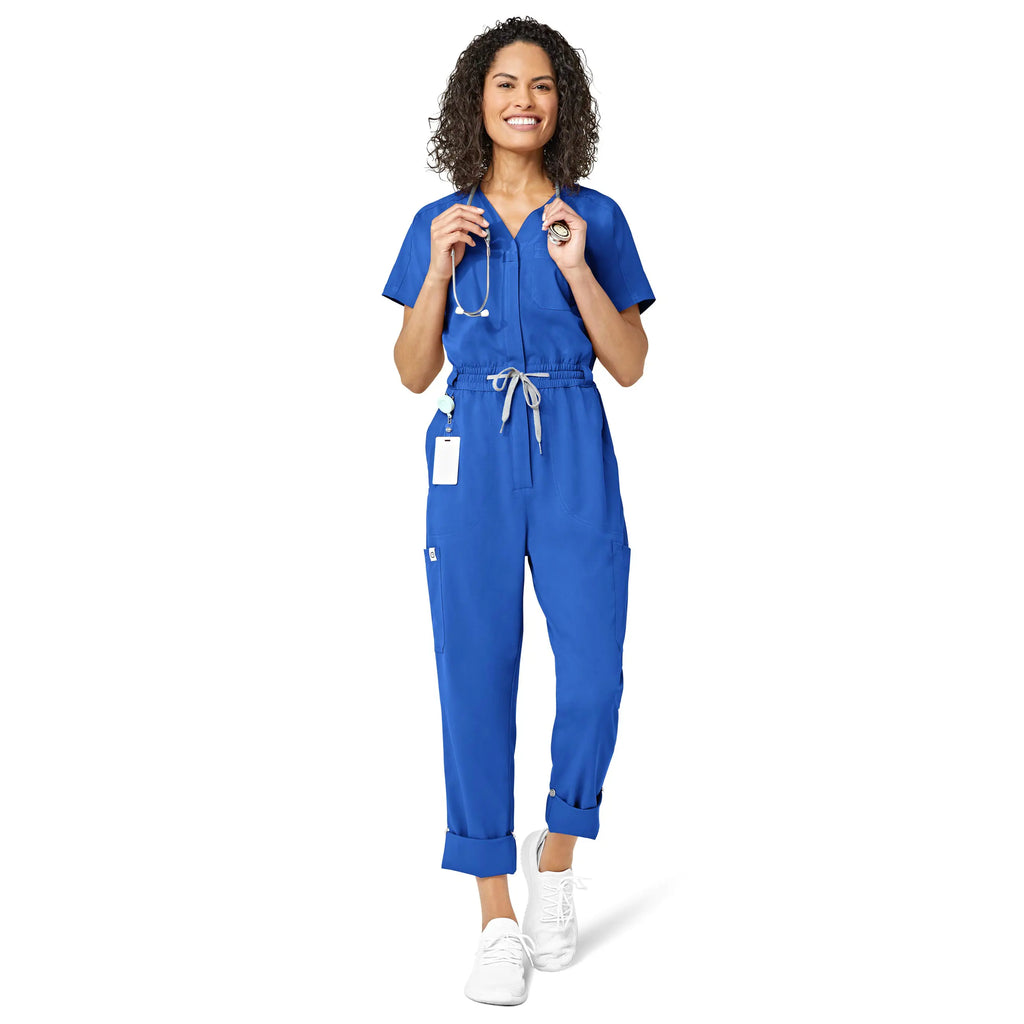 Wink Scrubs Women's Zip Front Jumpsuit Royal Blue | scrub-supply.com