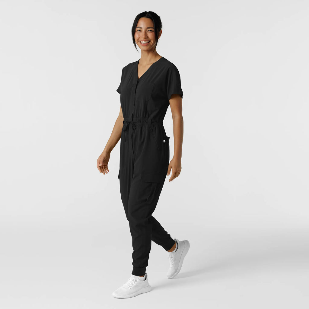 Wink Scrubs Women's Cargo Jogger Scrub Jumpsuit Black | scrub-supply.com