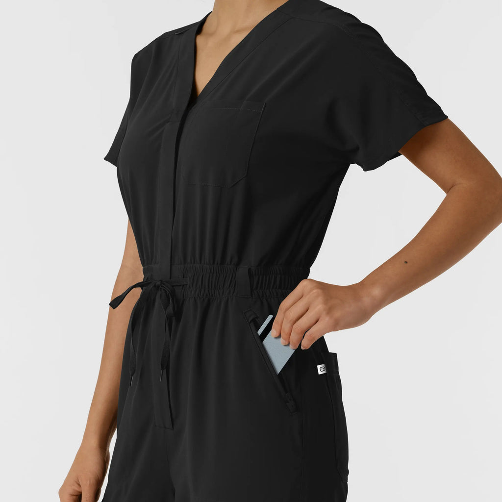 Wink Scrubs Women's Cargo Jogger Scrub Jumpsuit Black | scrub-supply.com