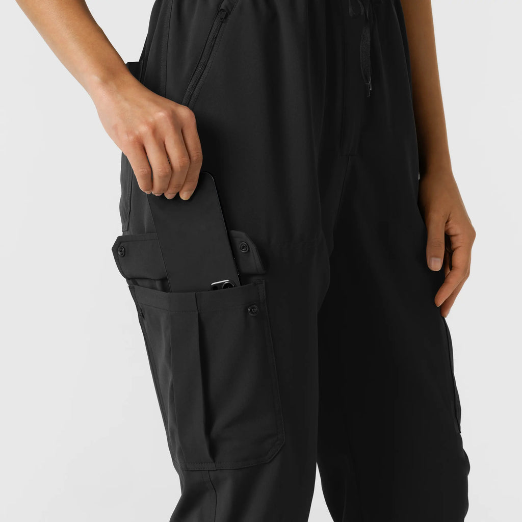 Wink Scrubs Women's Cargo Jogger Scrub Jumpsuit Black | scrub-supply.com