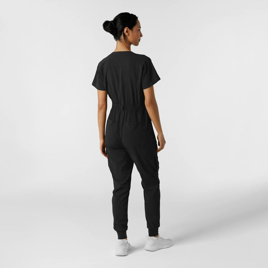 Wink Scrubs Women's Cargo Jogger Scrub Jumpsuit Black | scrub-supply.com