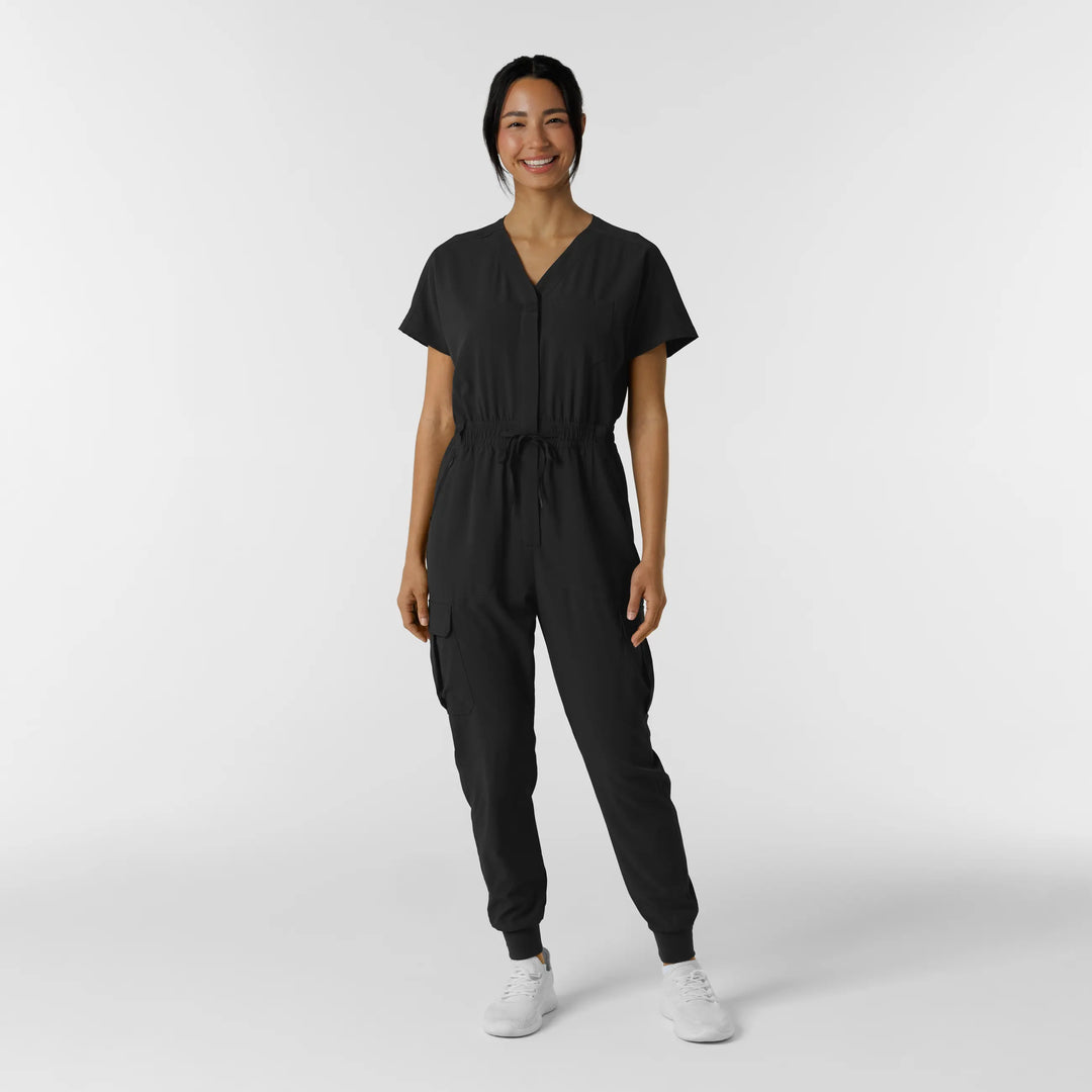 Wink Scrubs Women's Cargo Jogger Scrub Jumpsuit Black | scrub-supply.com