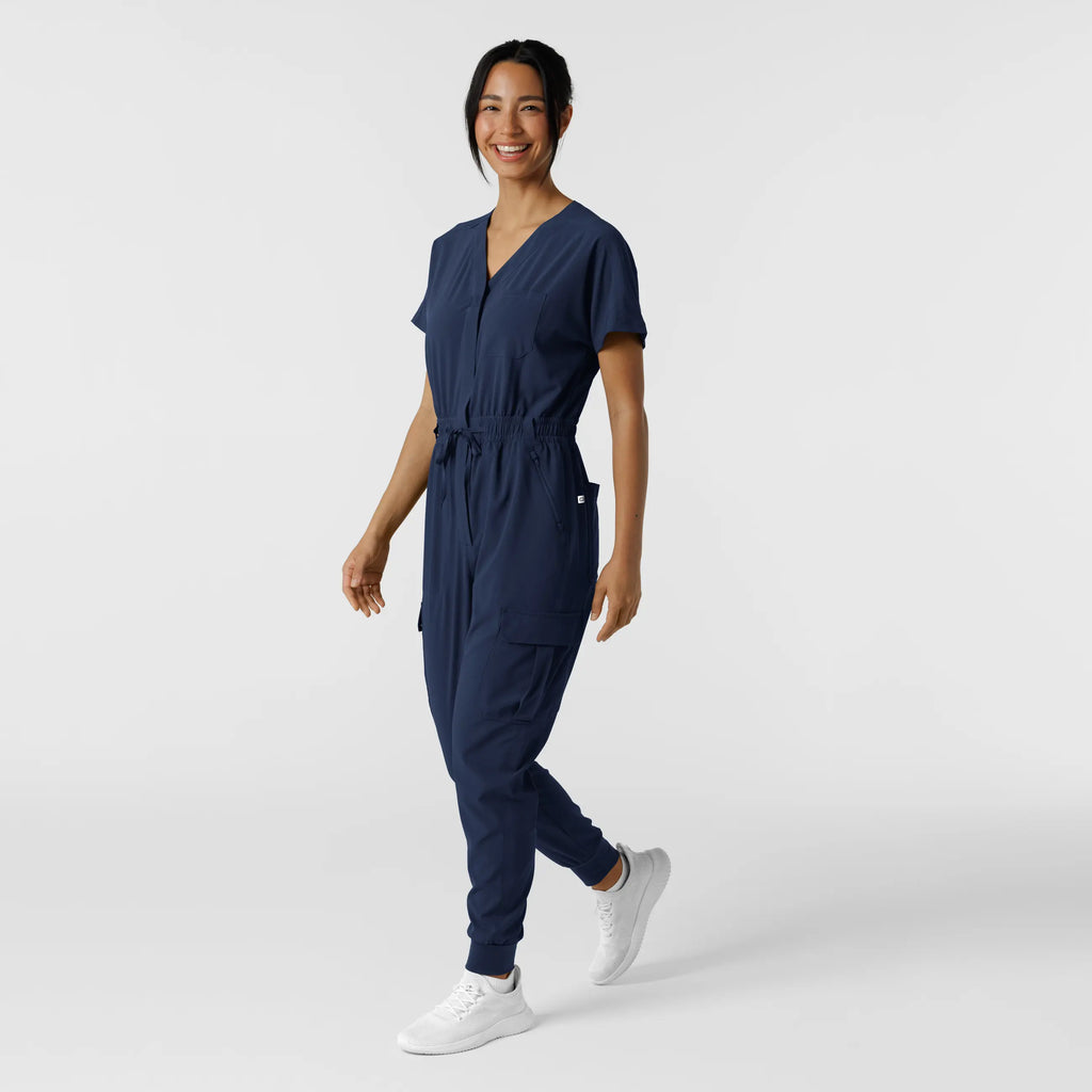 Wink Scrubs Women's Cargo Jogger Scrub Jumpsuit Navy | scrub-supply.com