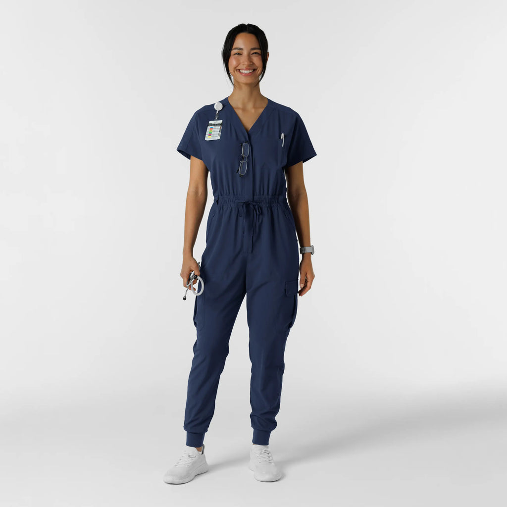 Wink Scrubs Women's Cargo Jogger Scrub Jumpsuit Navy | scrub-supply.com