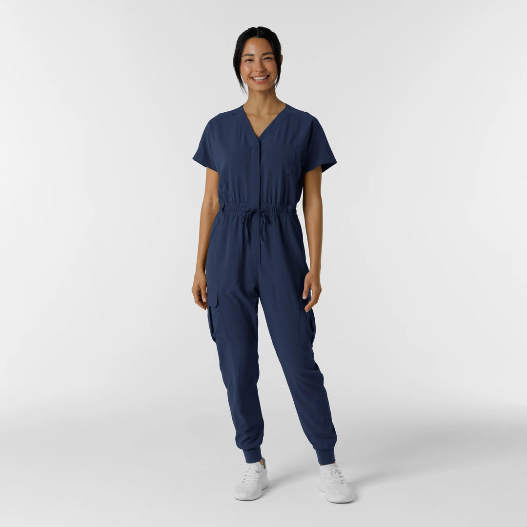 Wink Scrubs Women's Cargo Jogger Scrub Jumpsuit Navy | scrub-supply.com
