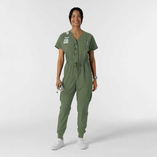 Wink Scrubs Women's Cargo Jogger Scrub Jumpsuit Olive | scrub-supply.com