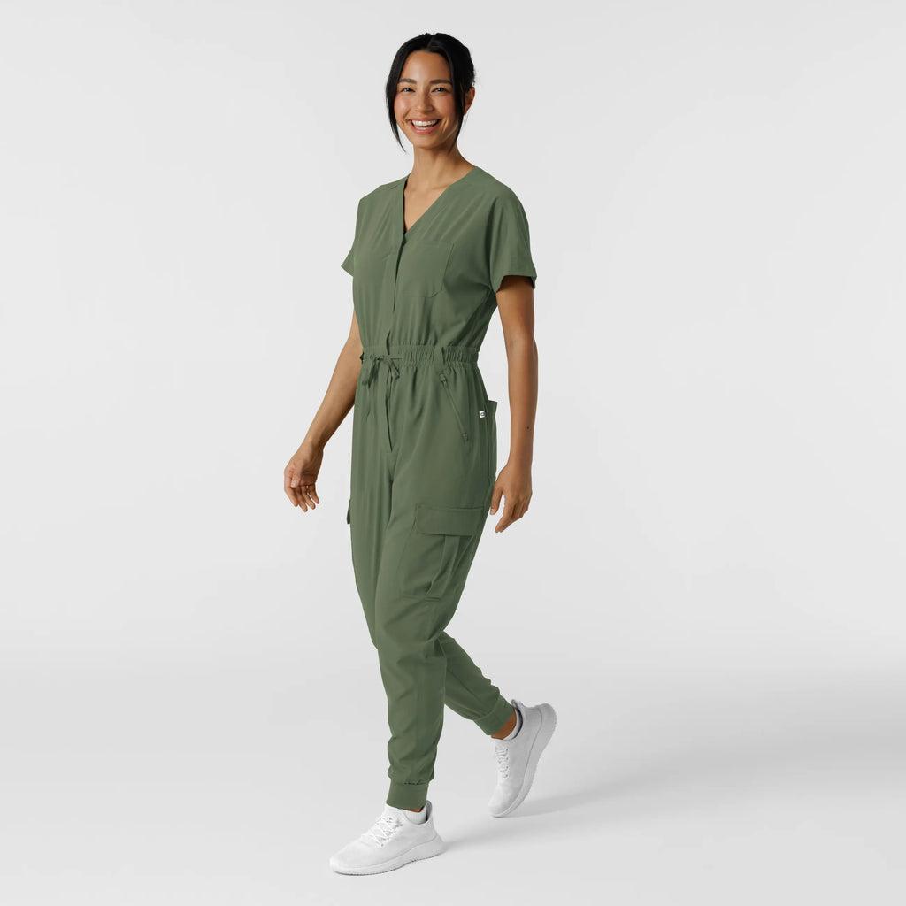 Wink Scrubs Women's Cargo Jogger Scrub Jumpsuit Olive | scrub-supply.com