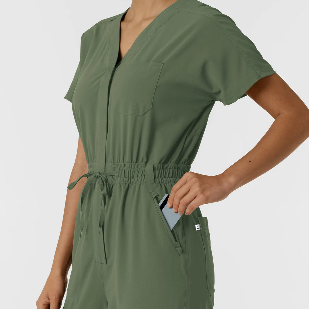 Wink Scrubs Women's Cargo Jogger Scrub Jumpsuit Olive | scrub-supply.com