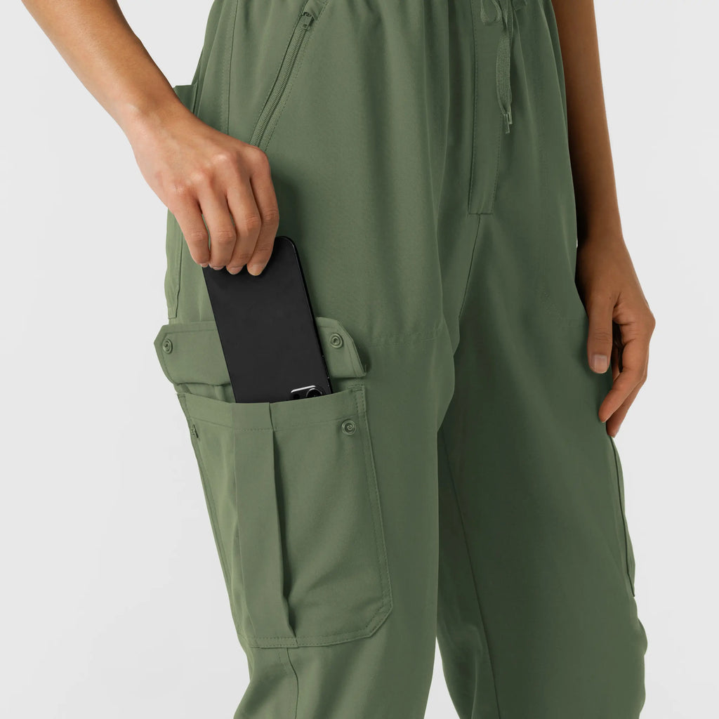 Wink Scrubs Women's Cargo Jogger Scrub Jumpsuit Olive | scrub-supply.com