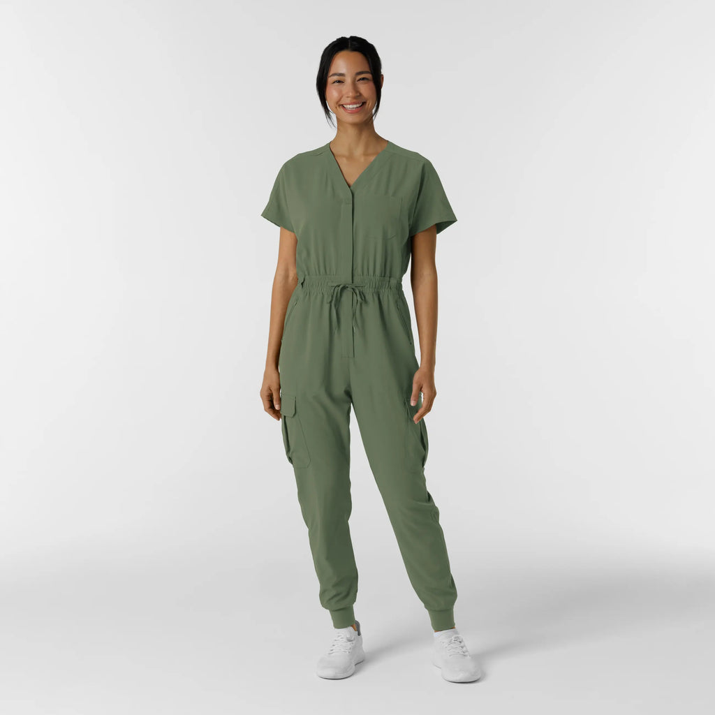 Wink Scrubs Women's Cargo Jogger Scrub Jumpsuit Olive | scrub-supply.com