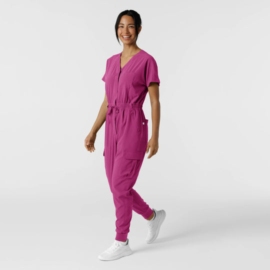 Wink Scrubs Women's Cargo Jogger Scrub Jumpsuit Raspberry | scrub-supply.com