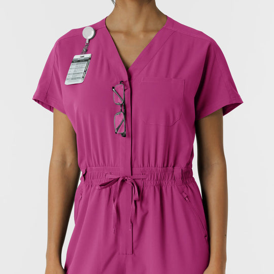 Wink Scrubs Women's Cargo Jogger Scrub Jumpsuit Raspberry | scrub-supply.com
