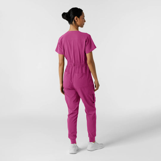 Wink Scrubs Women's Cargo Jogger Scrub Jumpsuit Raspberry | scrub-supply.com