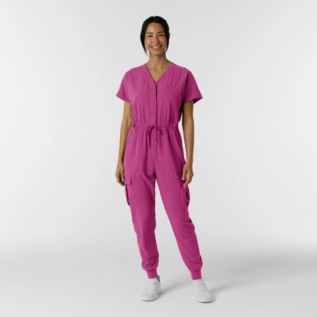 Wink Scrubs Women's Cargo Jogger Scrub Jumpsuit Raspberry | scrub-supply.com