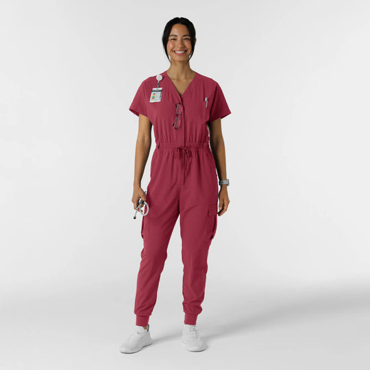 Wink Scrubs Women's Cargo Jogger Scrub Jumpsuit Ruby | scrub-supply.com