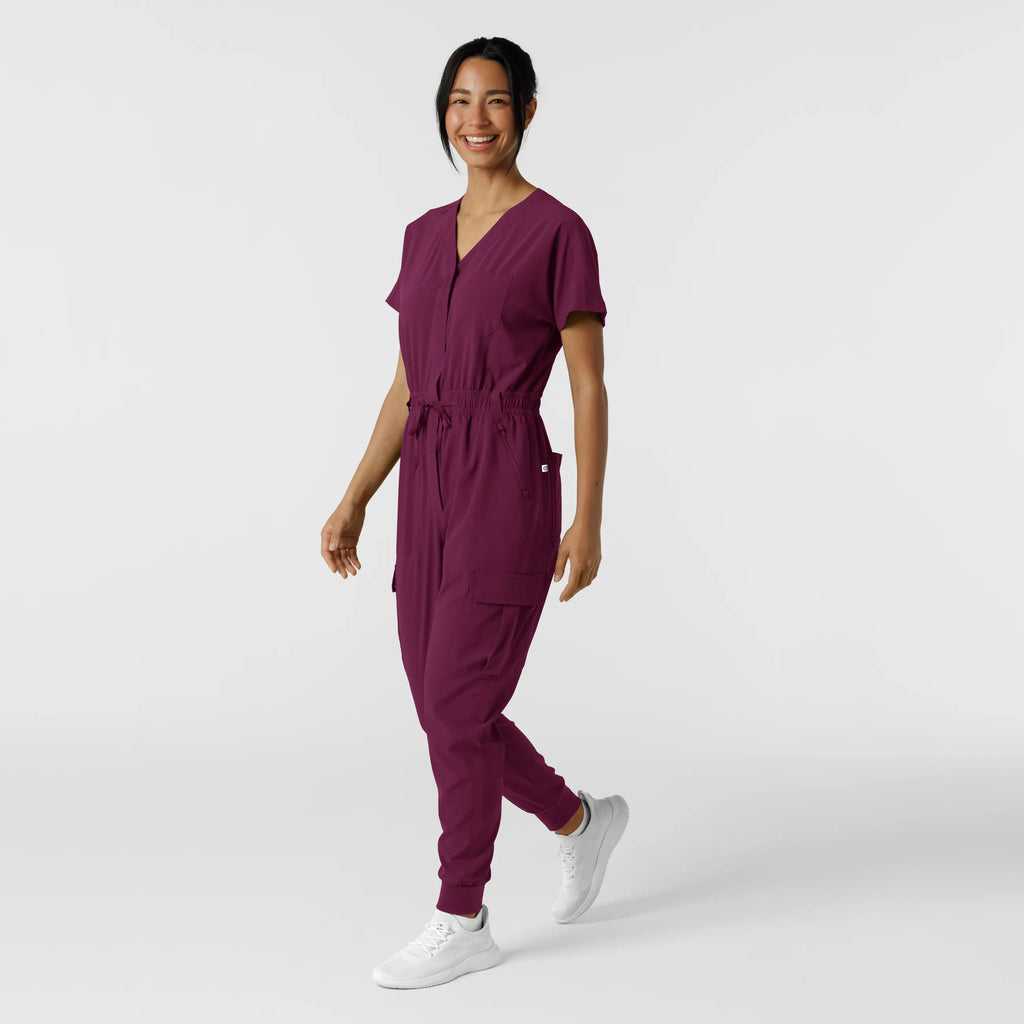 Wink Scrubs Women's Cargo Jogger Scrub Jumpsuit Wine | scrub-supply.com