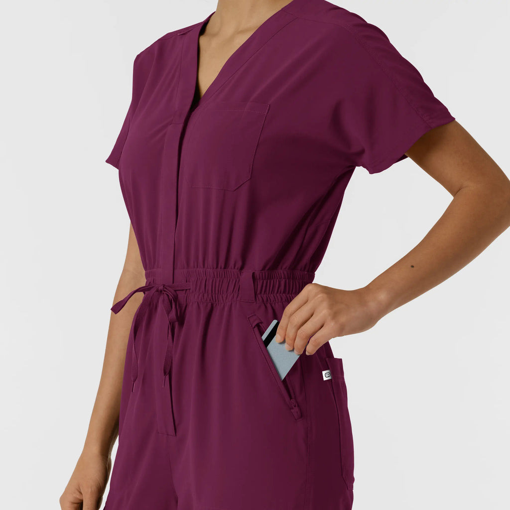 Wink Scrubs Women's Cargo Jogger Scrub Jumpsuit Wine | scrub-supply.com