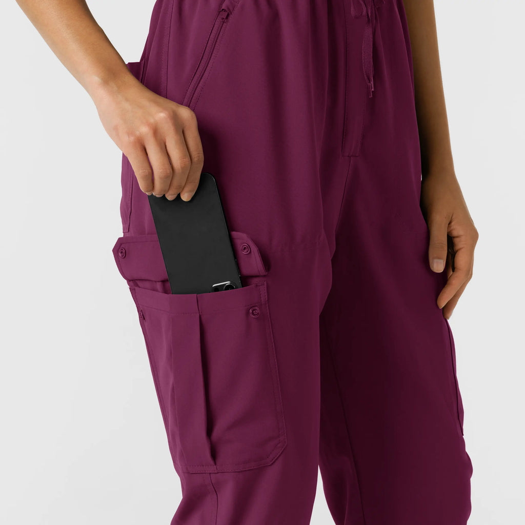 Wink Scrubs Women's Cargo Jogger Scrub Jumpsuit Wine | scrub-supply.com