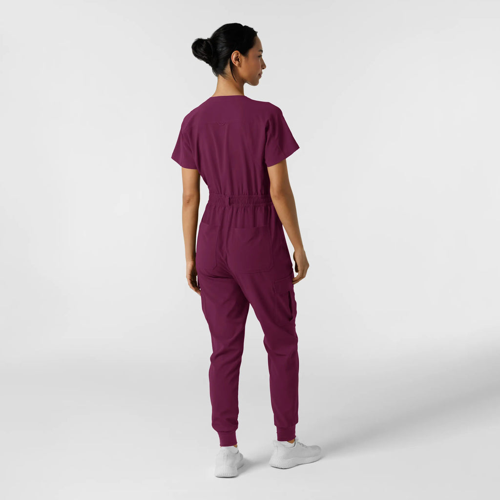 Wink Scrubs Women's Cargo Jogger Scrub Jumpsuit Wine | scrub-supply.com