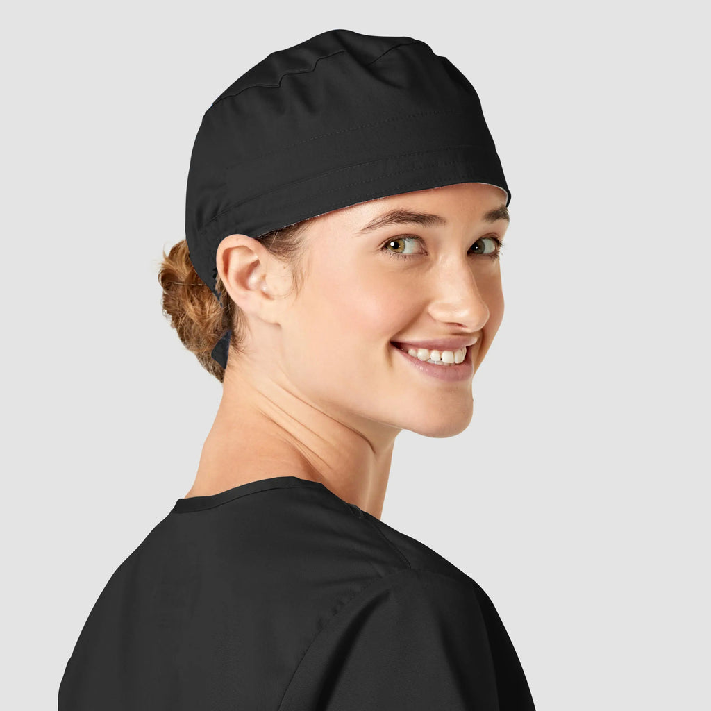 Wink Scrubs Unisex Tie Back Scrub Cap Black | scrub-supply.com