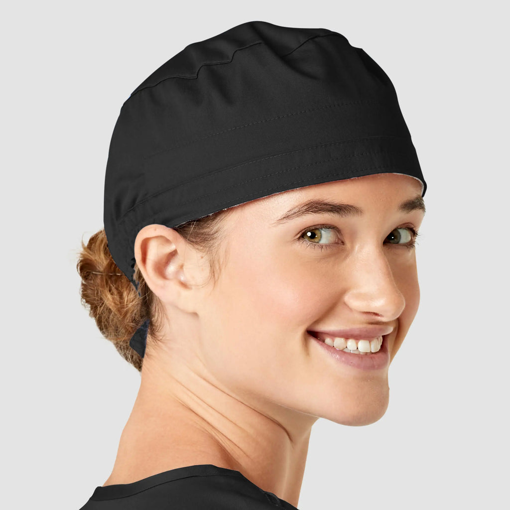 Wink Scrubs Unisex Tie Back Scrub Cap Black | scrub-supply.com