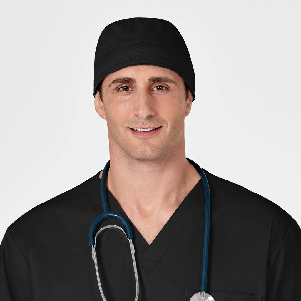 Wink Scrubs Unisex Tie Back Scrub Cap Black | scrub-supply.com