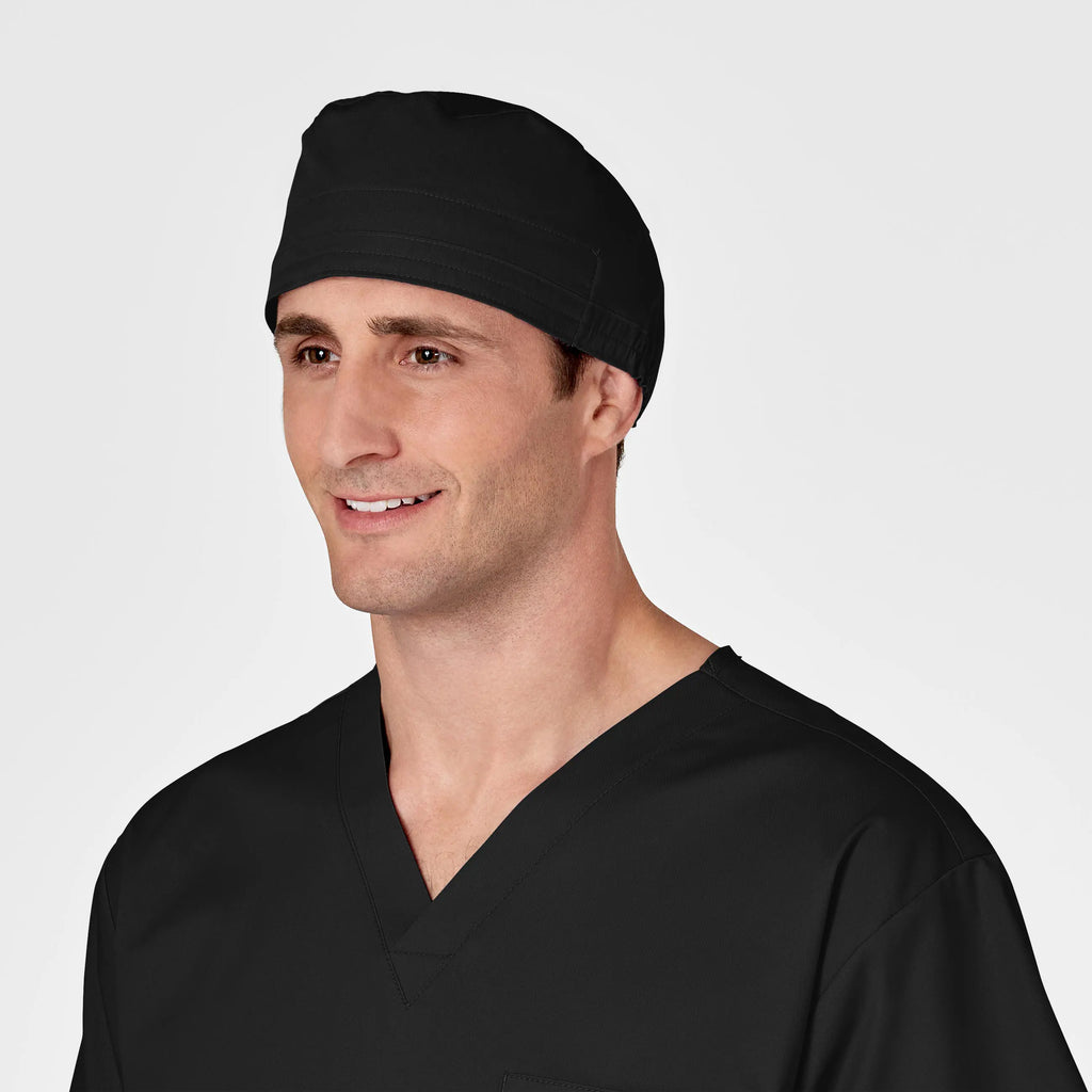 Wink Scrubs Unisex Tie Back Scrub Cap Black | scrub-supply.com