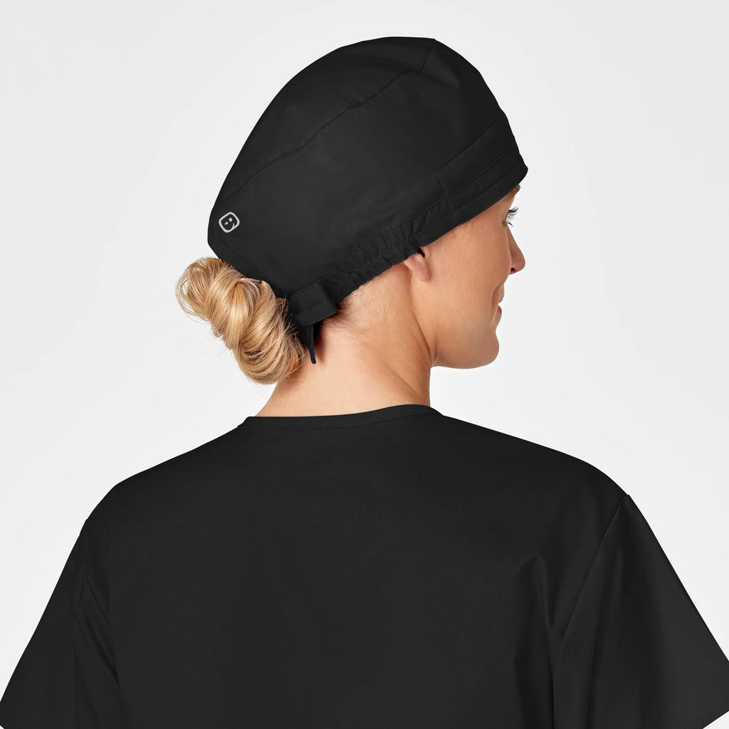 Wink Scrubs Unisex Tie Back Scrub Cap Black | scrub-supply.com