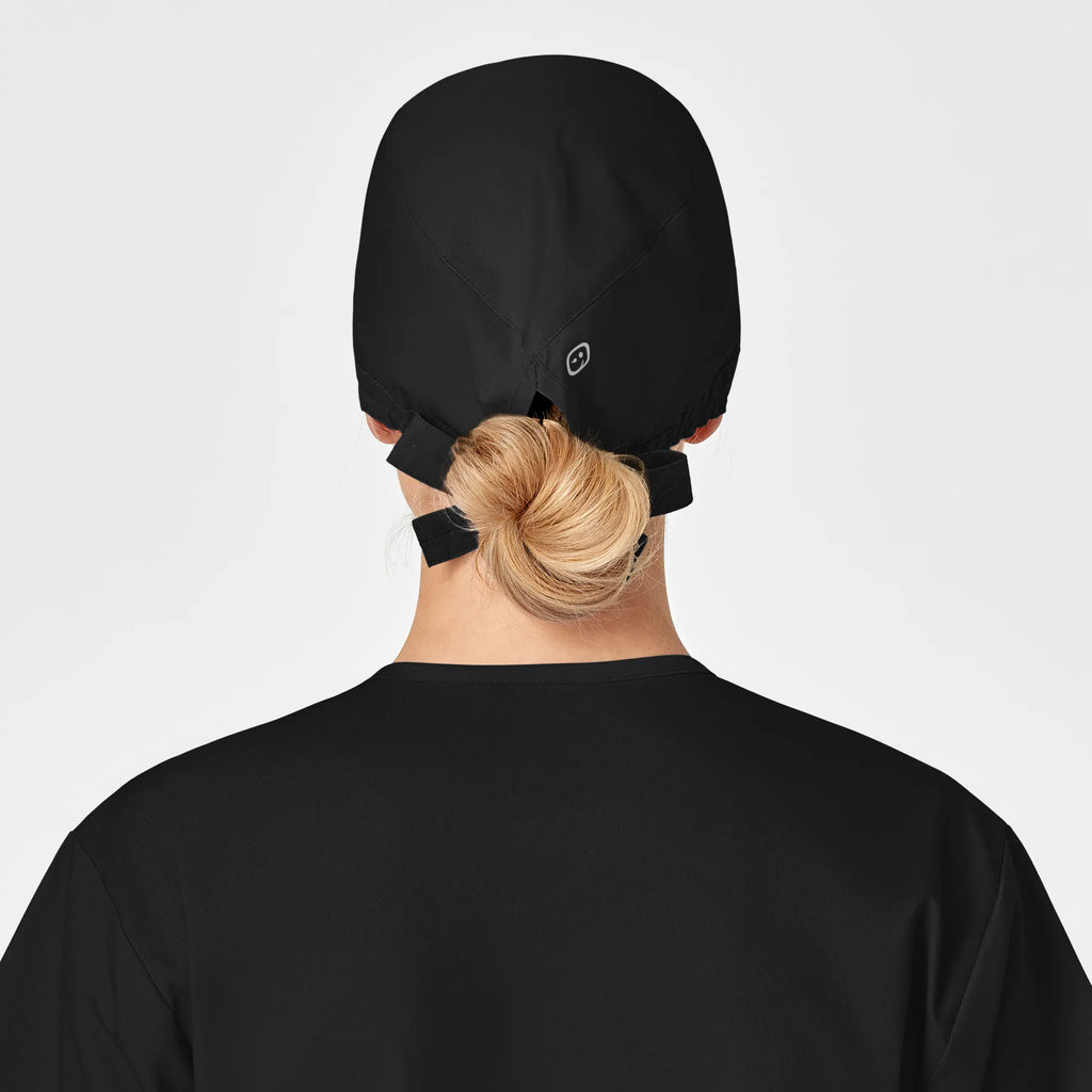 Wink Scrubs Unisex Tie Back Scrub Cap Black | scrub-supply.com