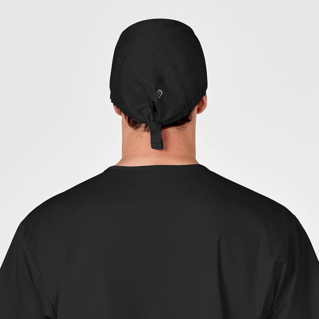 Wink Scrubs Unisex Tie Back Scrub Cap Black | scrub-supply.com