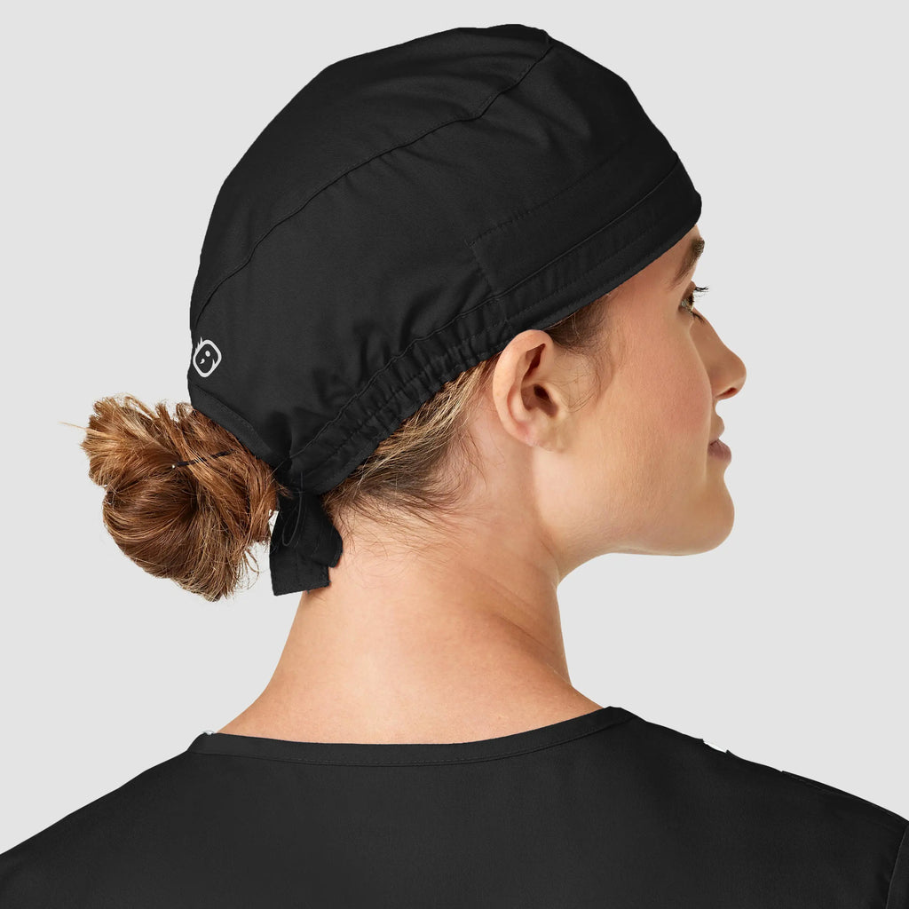 Wink Scrubs Unisex Tie Back Scrub Cap Black | scrub-supply.com