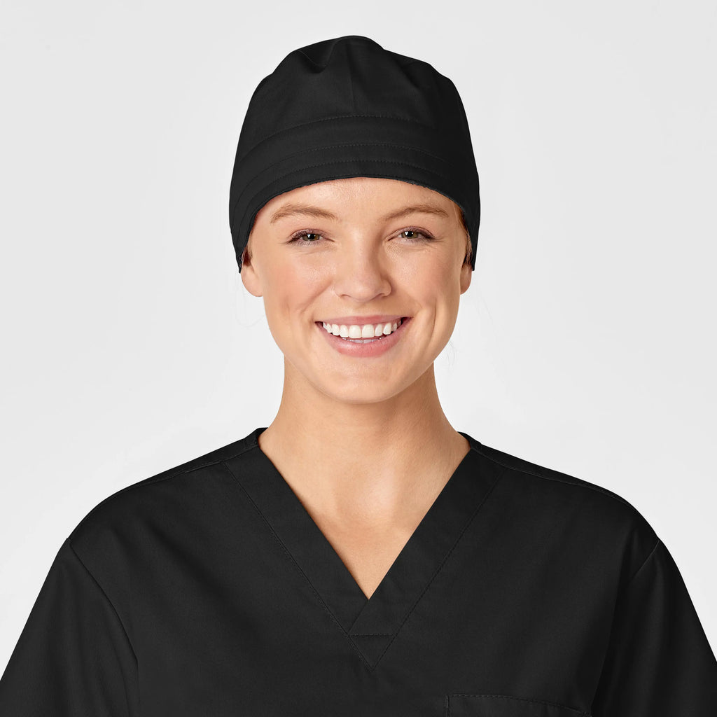 Wink Scrubs Unisex Tie Back Scrub Cap Black | scrub-supply.com