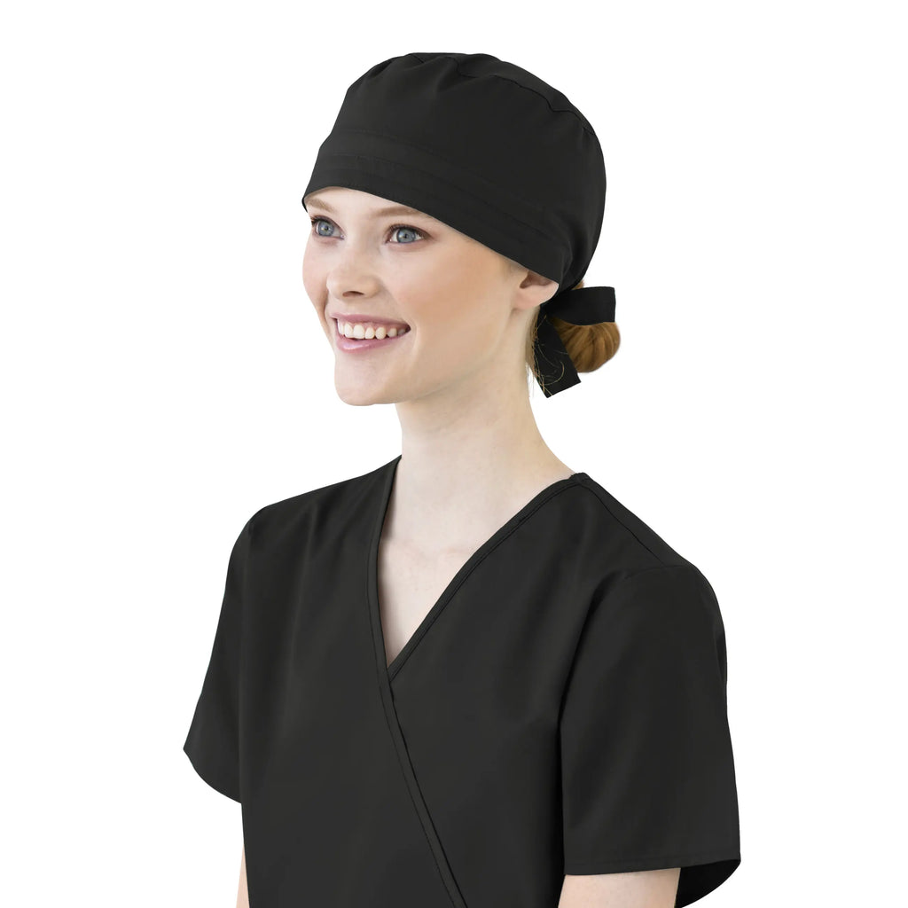 Wink Scrubs Unisex Tie Back Scrub Cap Black | scrub-supply.com