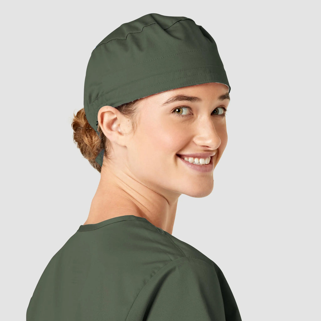 Wink Scrubs Unisex Tie Back Scrub Cap Olive | scrub-supply.com