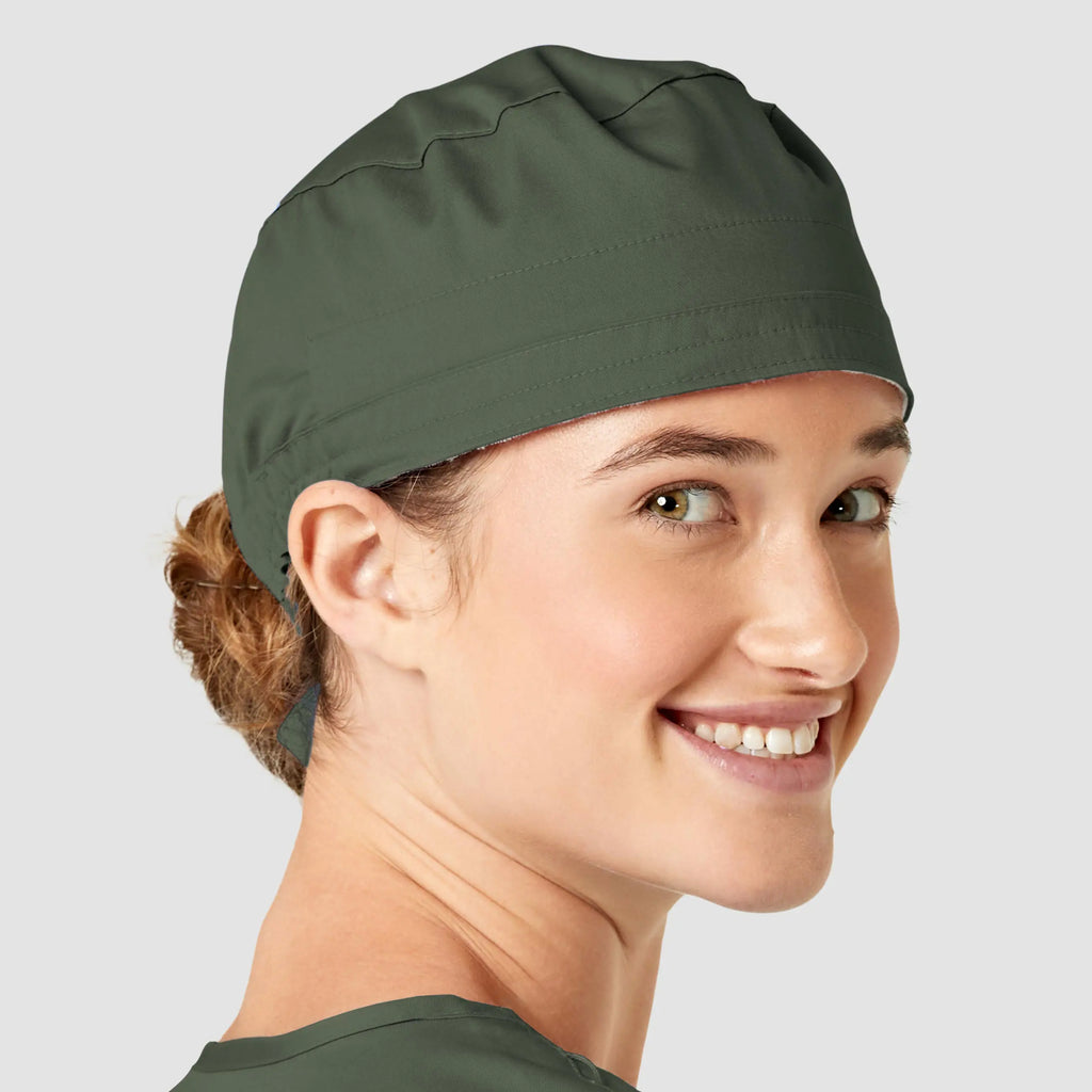 Wink Scrubs Unisex Tie Back Scrub Cap Olive | scrub-supply.com