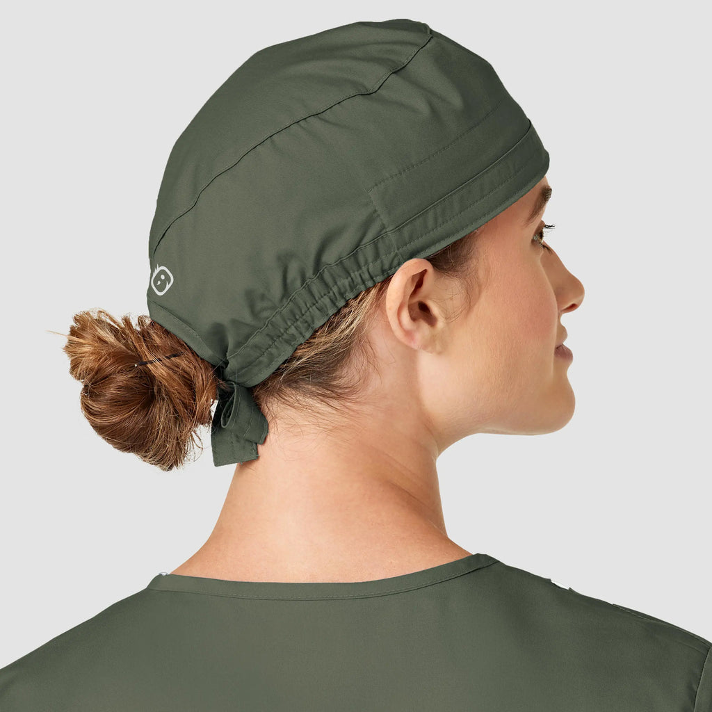 Wink Scrubs Unisex Tie Back Scrub Cap Olive | scrub-supply.com