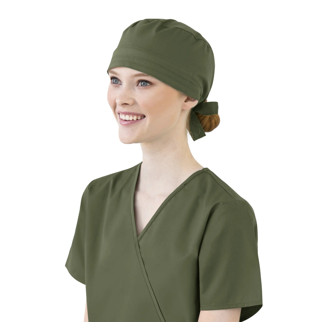 Wink Scrubs Unisex Tie Back Scrub Cap Olive | scrub-supply.com