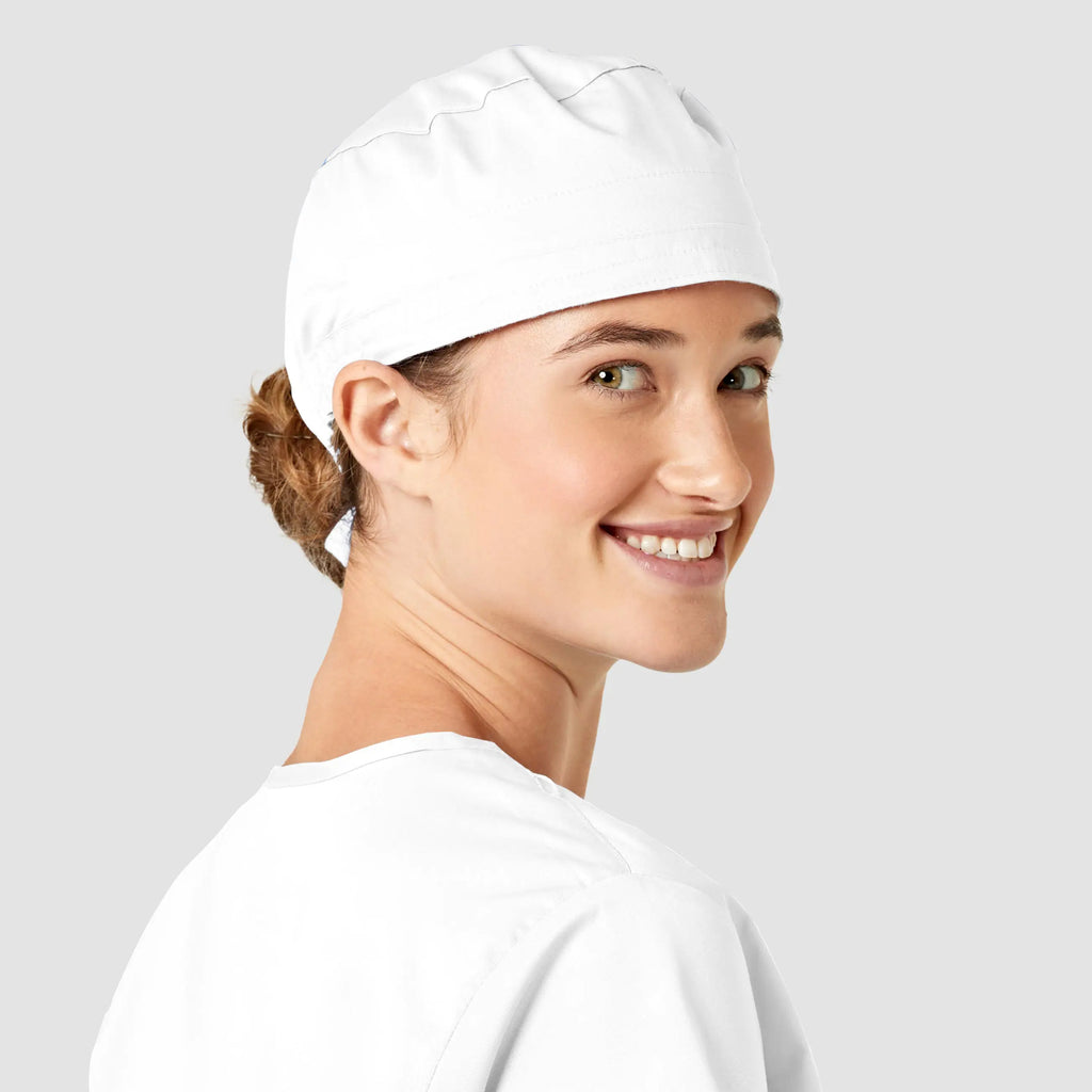 Wink Scrubs Unisex Tie Back Scrub Cap White | scrub-supply.com