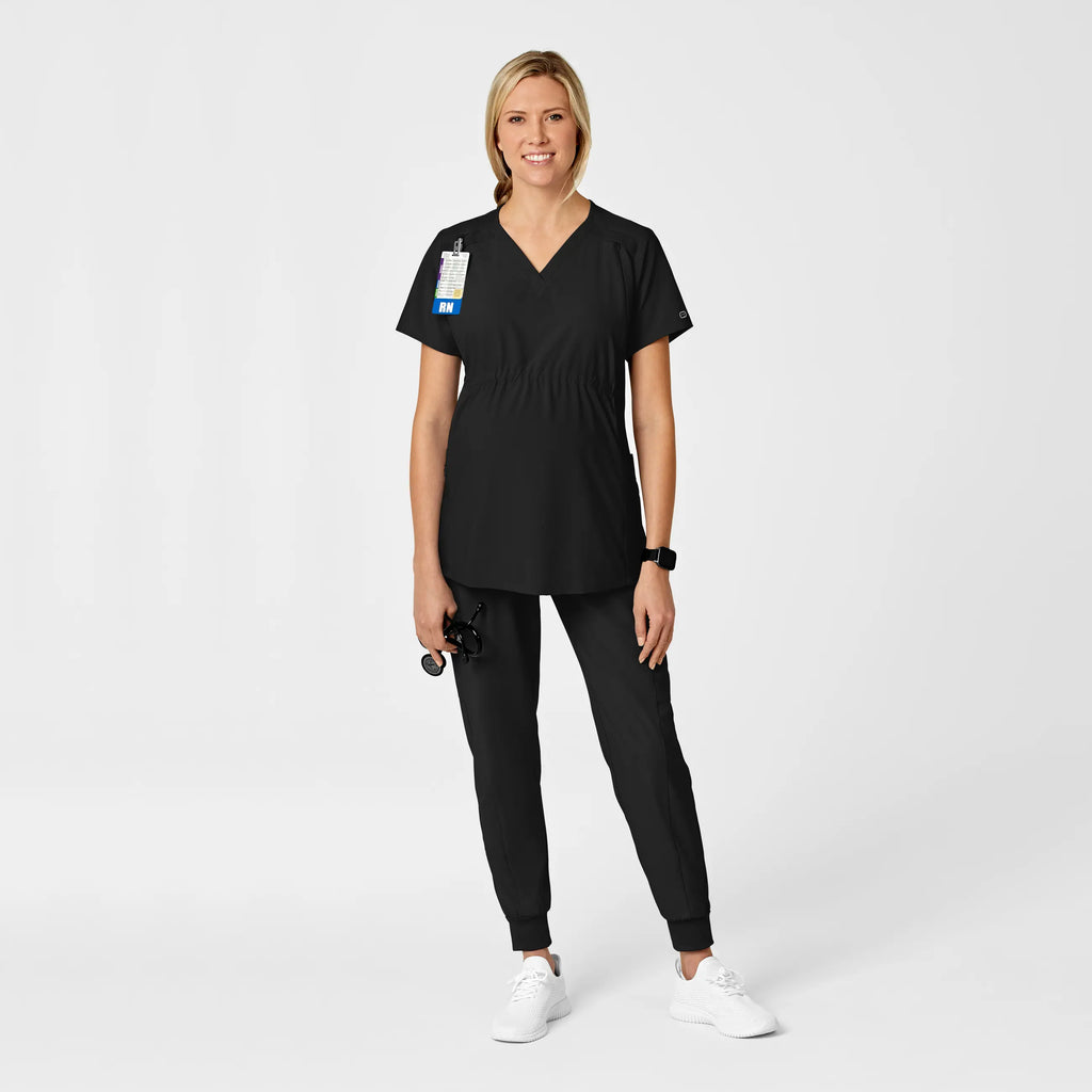 Wink Scrubs Maternity V-Neck Scrub Top Black | scrub-supply.com