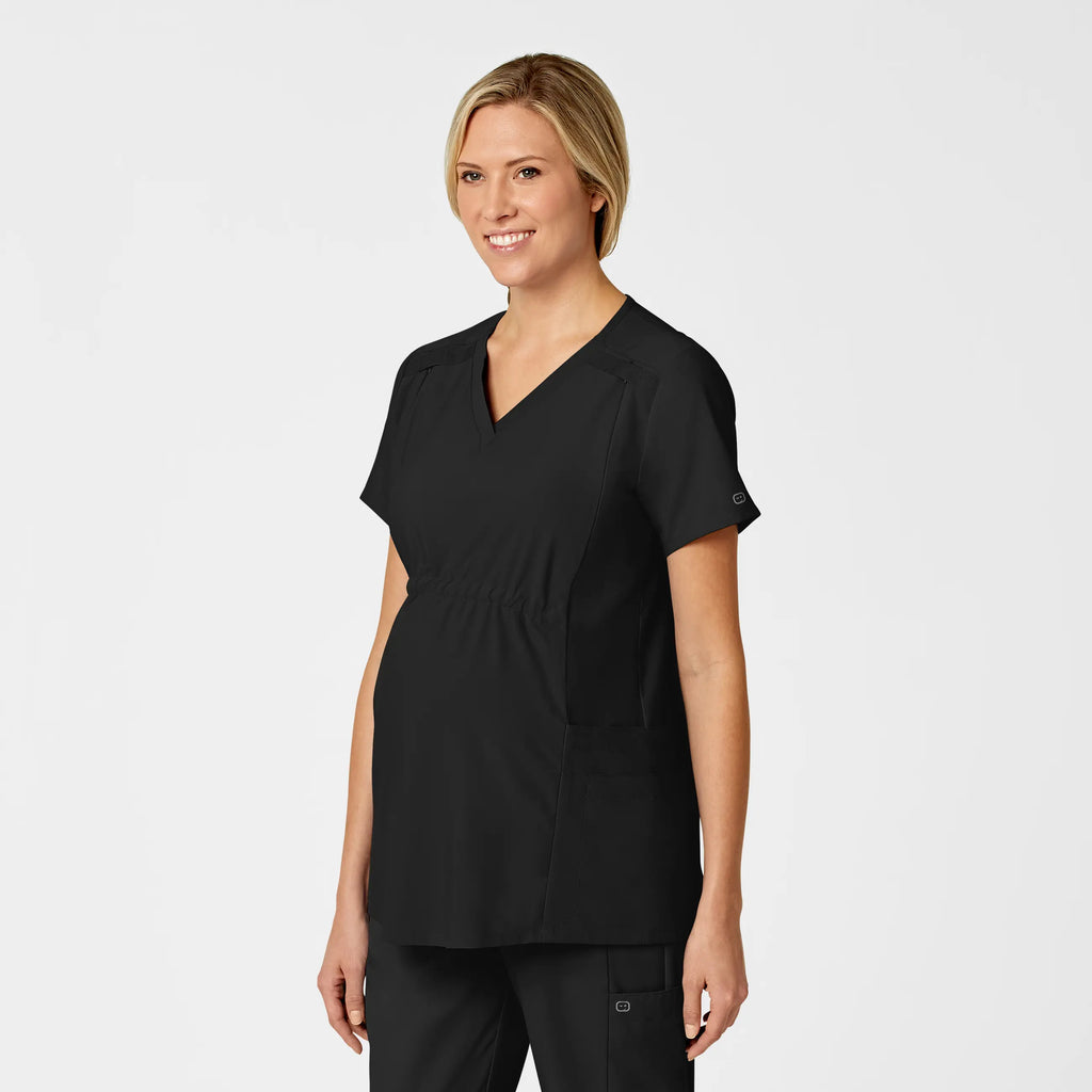 Wink Scrubs Maternity V-Neck Scrub Top Black | scrub-supply.com