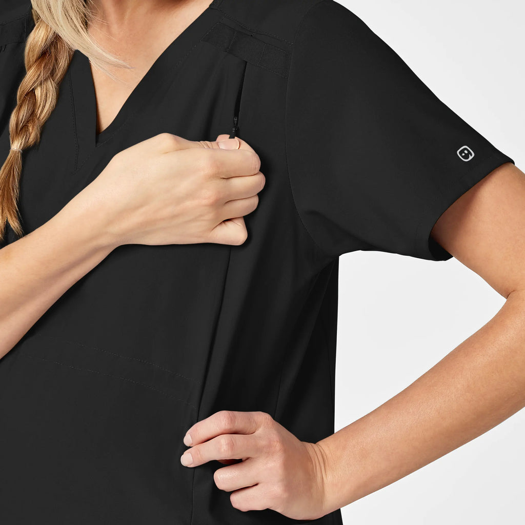 Wink Scrubs Maternity V-Neck Scrub Top Black | scrub-supply.com