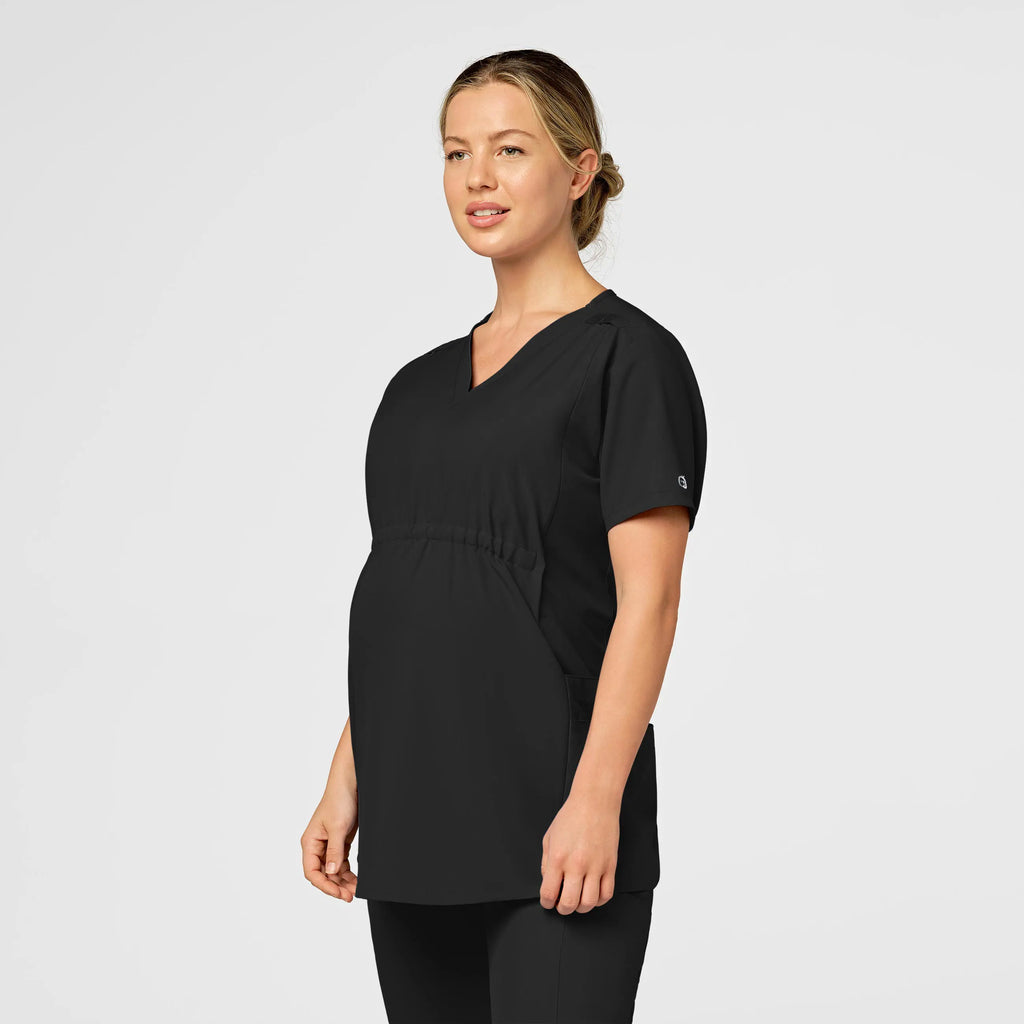 Wink Scrubs Maternity V-Neck Scrub Top Black | scrub-supply.com