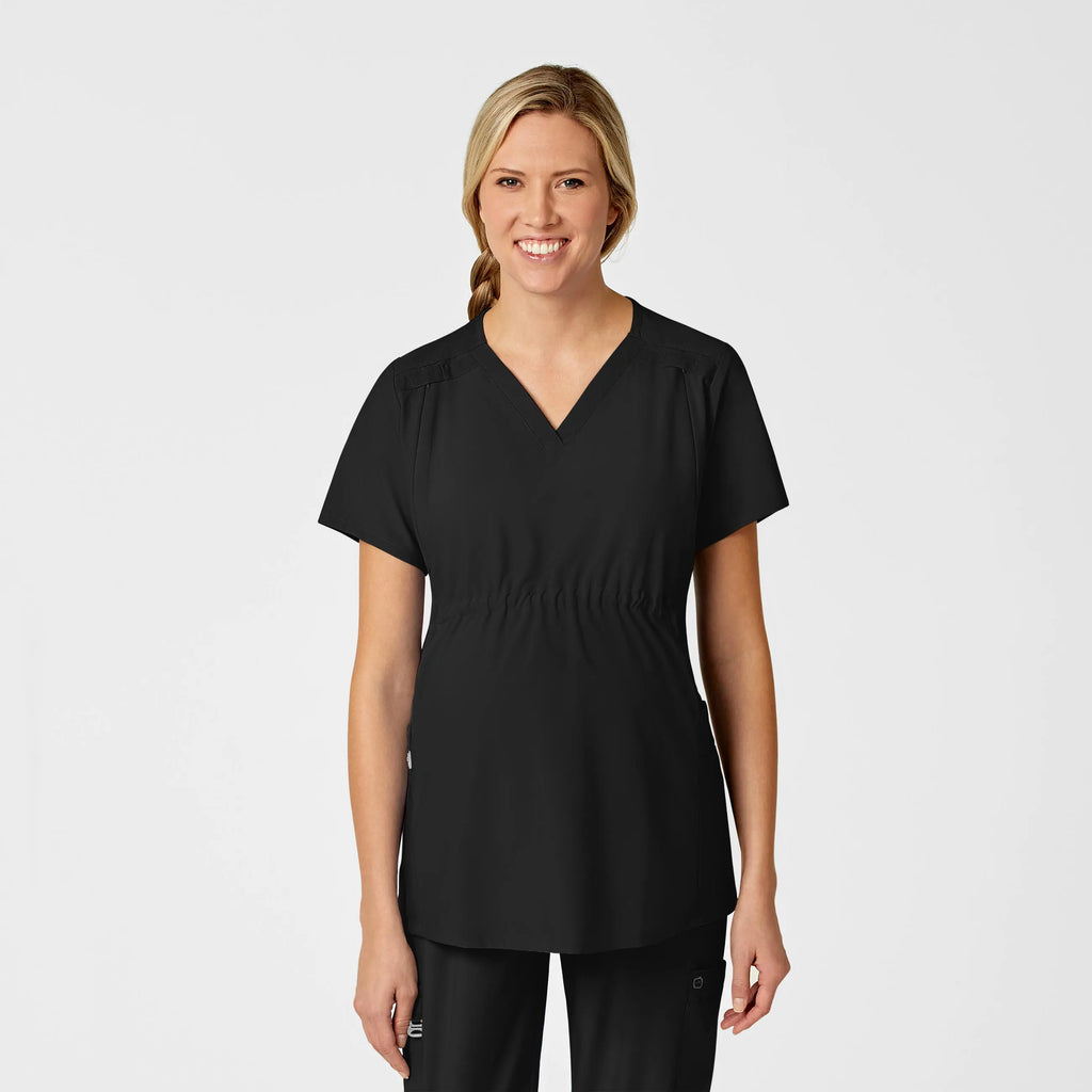 Wink Scrubs Maternity V-Neck Scrub Top Black | scrub-supply.com