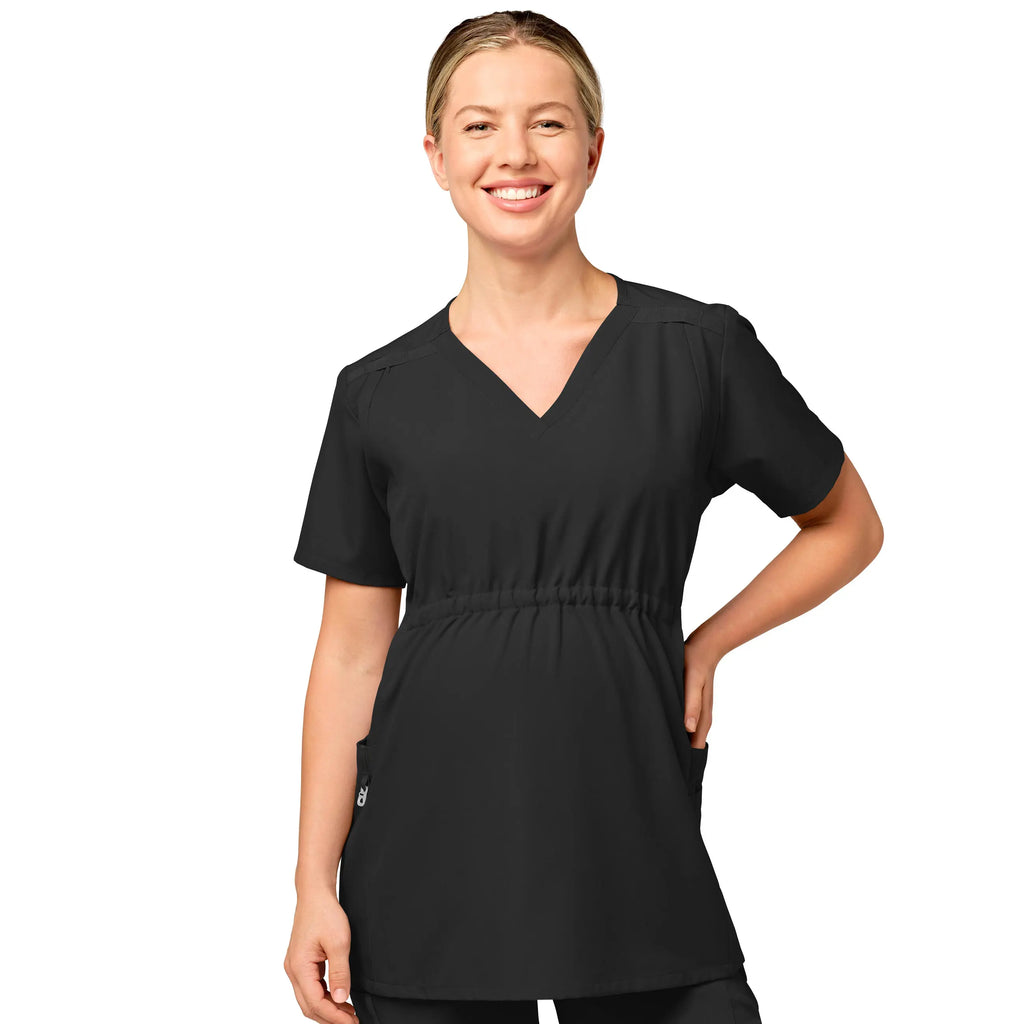 Wink Scrubs Maternity V-Neck Scrub Top Black | scrub-supply.com