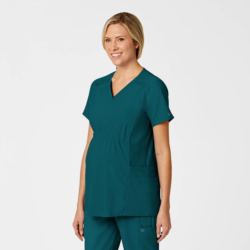 Wink Scrubs Maternity V-Neck Scrub Top Caribbean Blue | scrub-supply.com