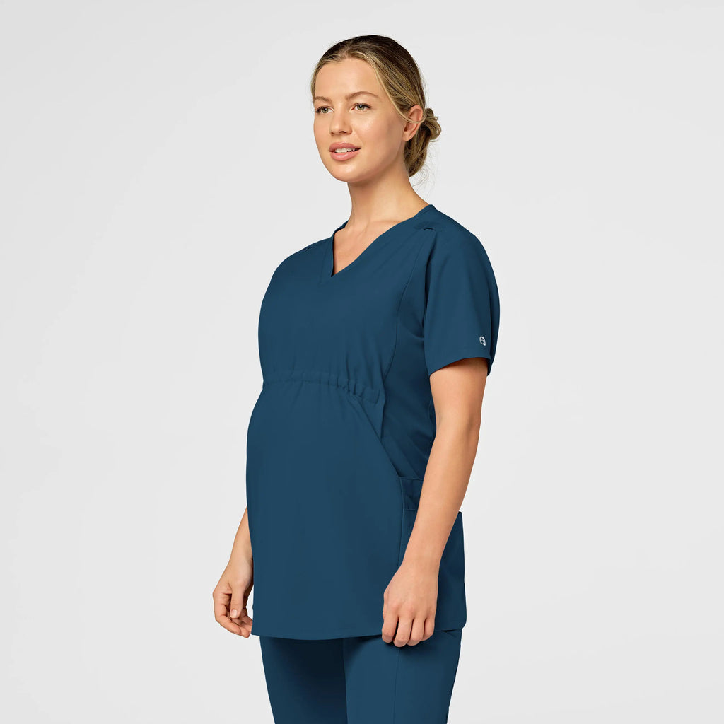 Wink Scrubs Maternity V-Neck Scrub Top Caribbean Blue | scrub-supply.com